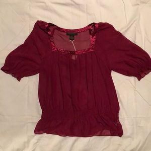 Red sheet women’s top.